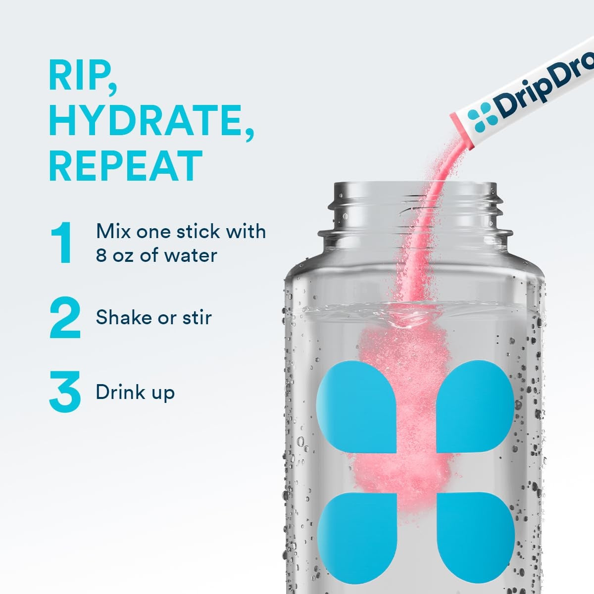 DripDrop Zero Sugar Cherry Limeade Electrolyte Powder, 8 oz sticks, 32 count